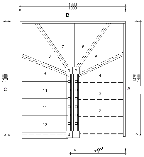 Trade Range LS3W3W33N 660 Winder Staircase L/H With Handrails