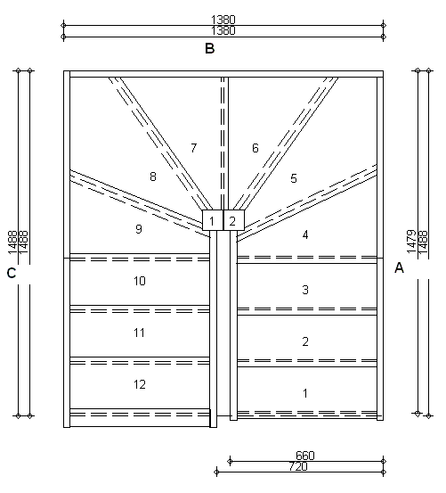 Trade Range LS3W3W33N 660 Winder Staircase L/H No Handrails