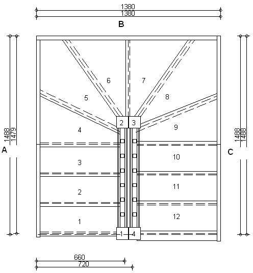 Trade Range LS3W3W33N 660 Winder Staircase R/H With Handrails