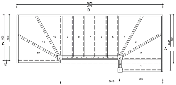 Trade Range S1W35W3N Winder Staircase L/H With Handrails