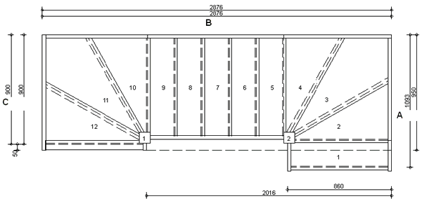 Trade Range S1W35W3N Double Winder Staircase L/H No Handrails