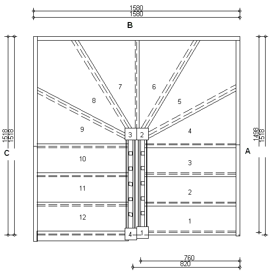 Trade Range S3W3W33N 760 Winder Staircase L/H With Handrails