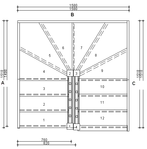 Trade Range S3W3W33N 760 Winder Staircase R/H With Handrails