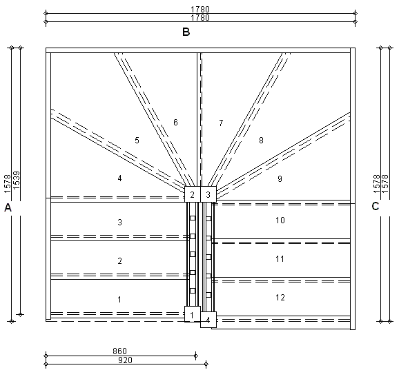 Trade Range S3W3W33N Winder Staircase R/H With Handrails