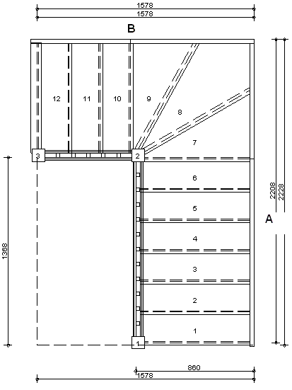 Trade Range S6W33N Winder Staircase L/H With Handrails