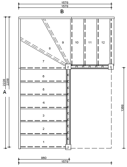 Trade Range S6W33N Winder Staircase R/H With Handrails