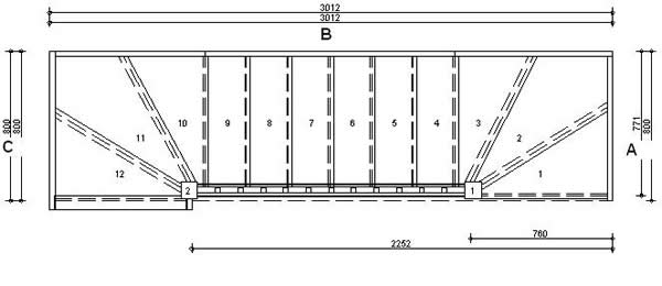 Trade Range SW36W3N 760 Winder Staircase L/H With Handrails