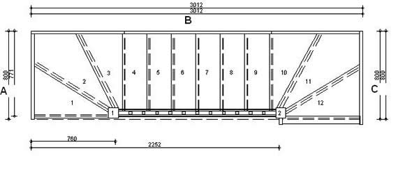 Trade Range SW36W3N 760 Winder Staircase R/H With Handrails
