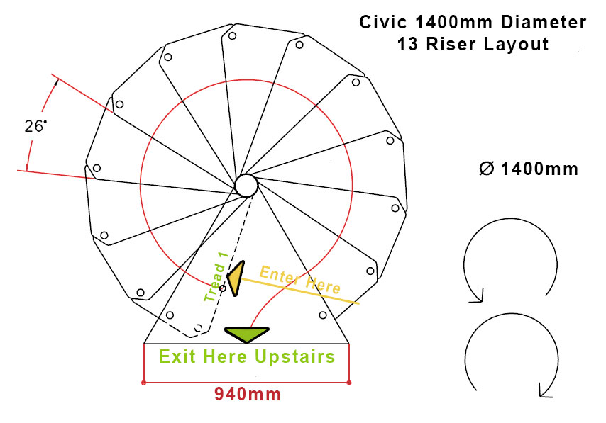 13 Riser Plan for Civik Spiral Staircase